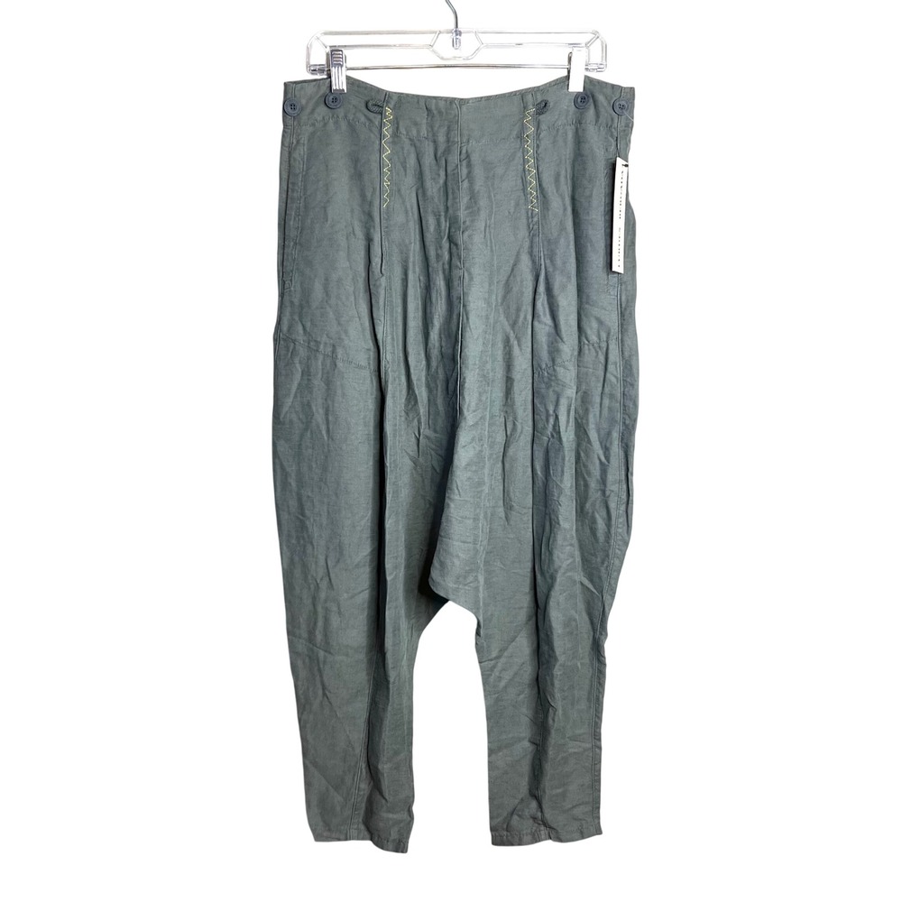 LURDES BERGADA‎ Harem Trousers Pant Size S Cropped Drop Crotch Linen Blend NWT